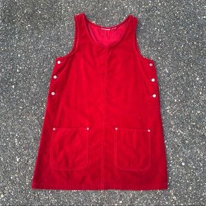 Vintage 90s red velvet overall dress
